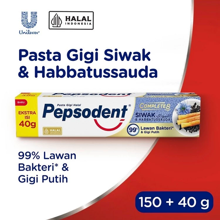 Pepsodent Pasta Gigi Complete 8 Siwak & Habbatussauda 190 g