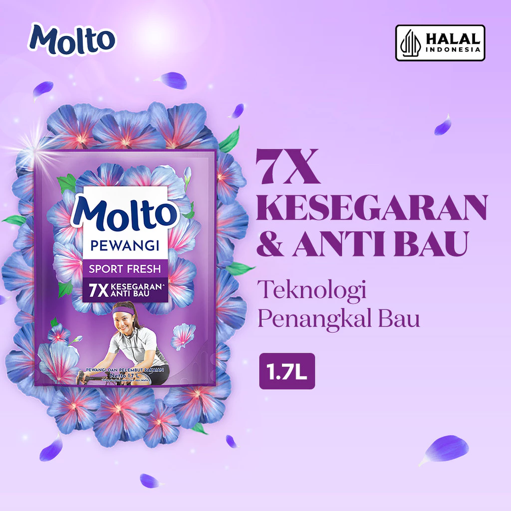 Molto Pewangi Pakaian Sport Fresh 7x Kesegaran & Anti Bau 1.7L