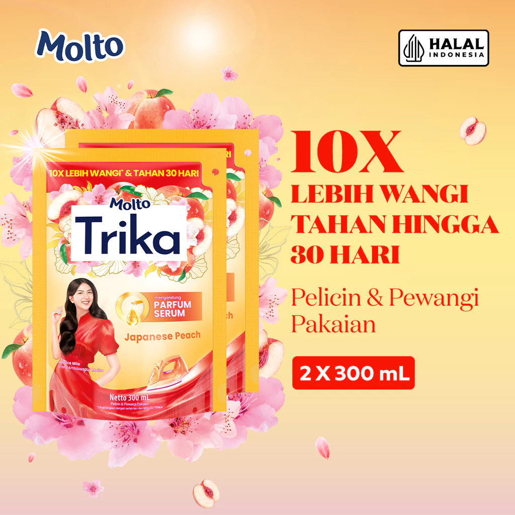 Molto Pelicin & Pewangi Pakaian Trika Japanese Peach 300 mL x2