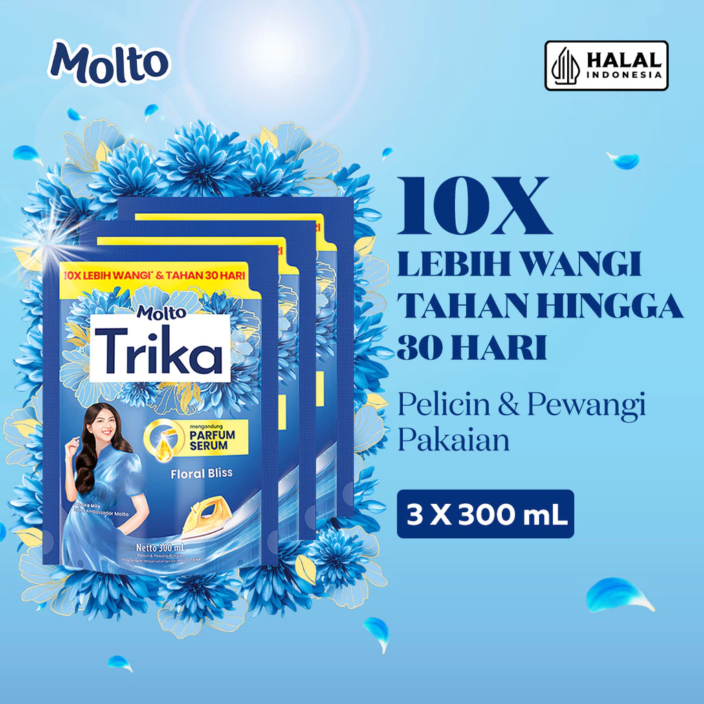 Molto Pelicin & Pewangi Pakaian Trika Floral Bliss 300 mL x3