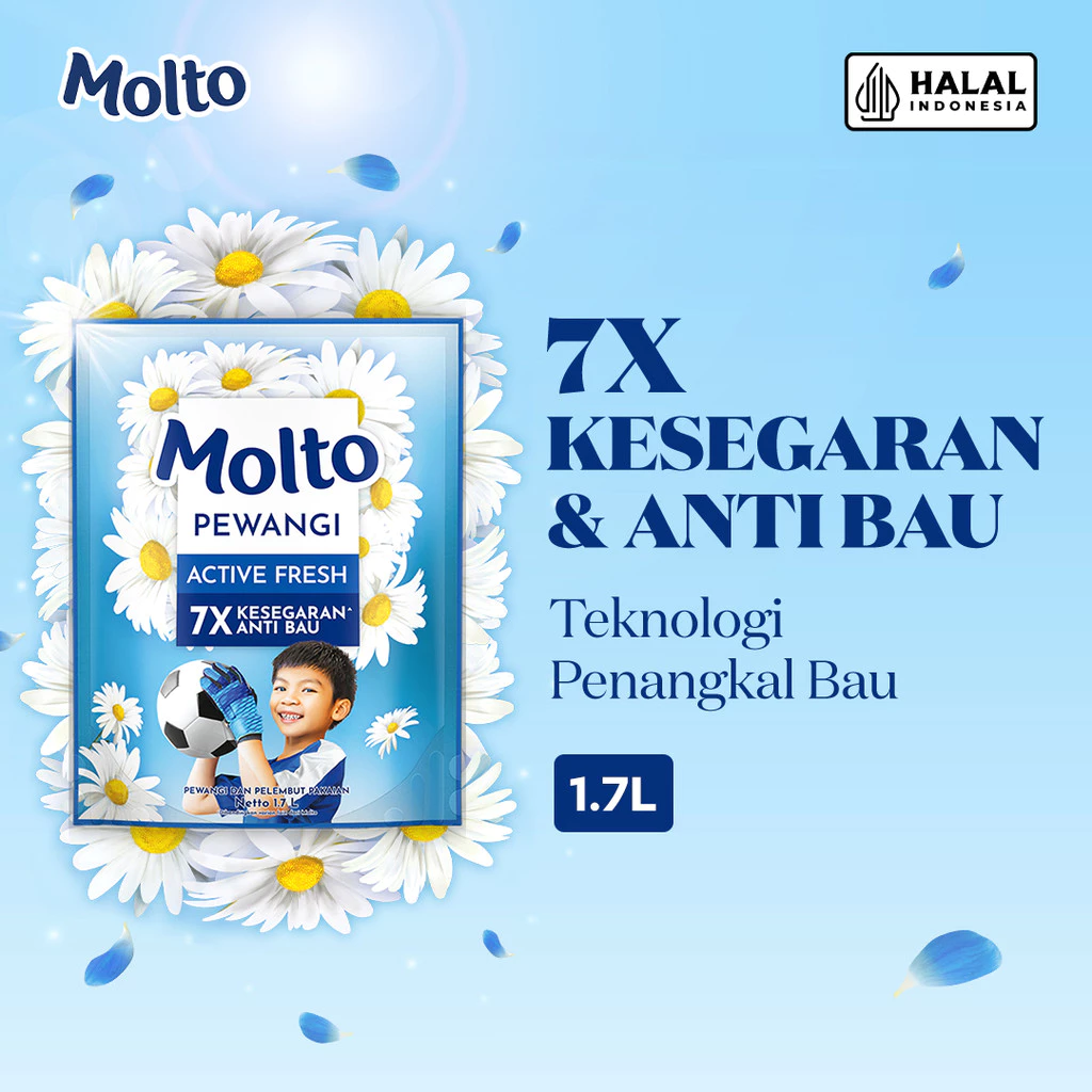 Molto Pewangi Pakaian Active Fresh 7x Kesegaran & Anti Bau 1.7L