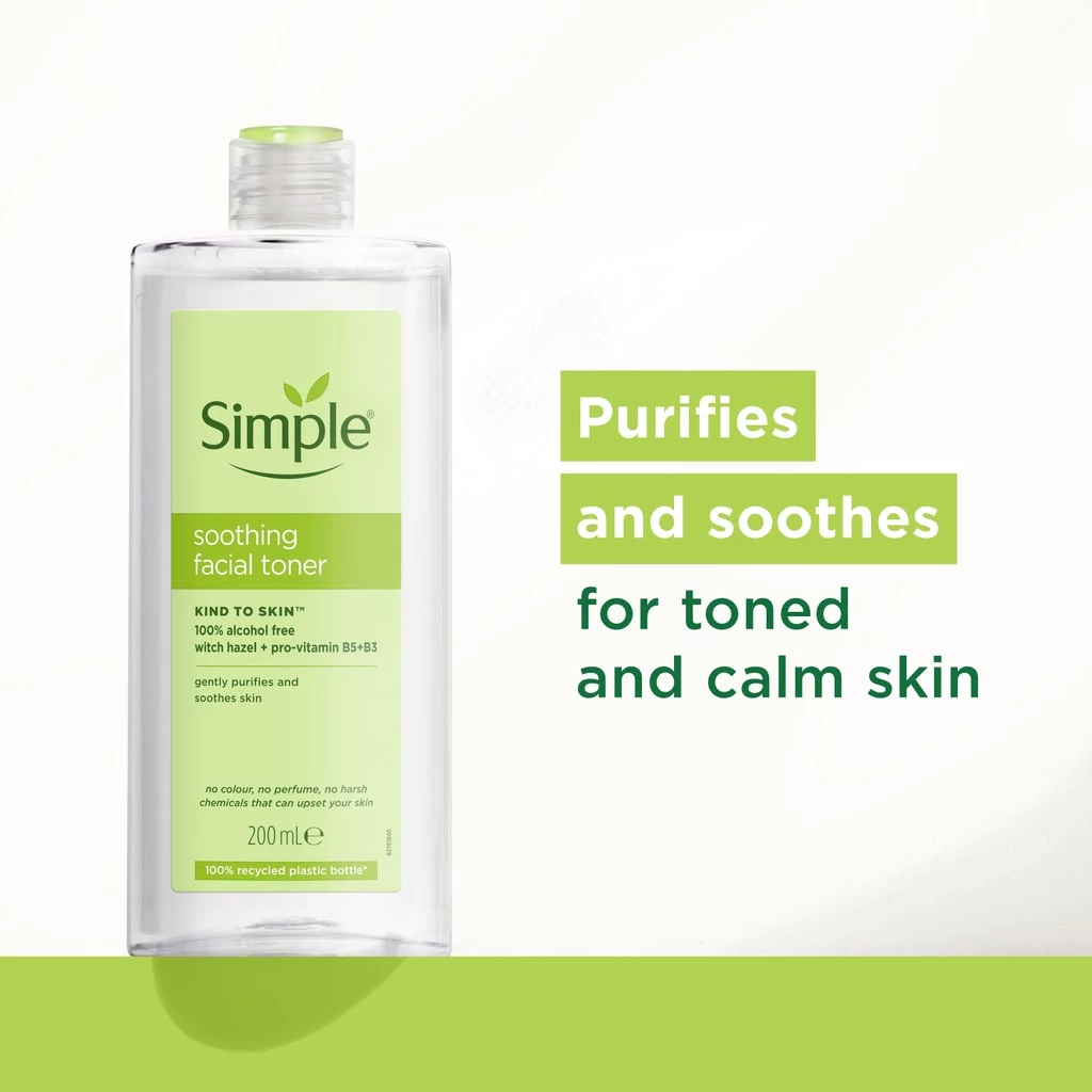 Simple Facial Wash Toner Soothing 200ml - No Alcohol, No Harsh Checmicals