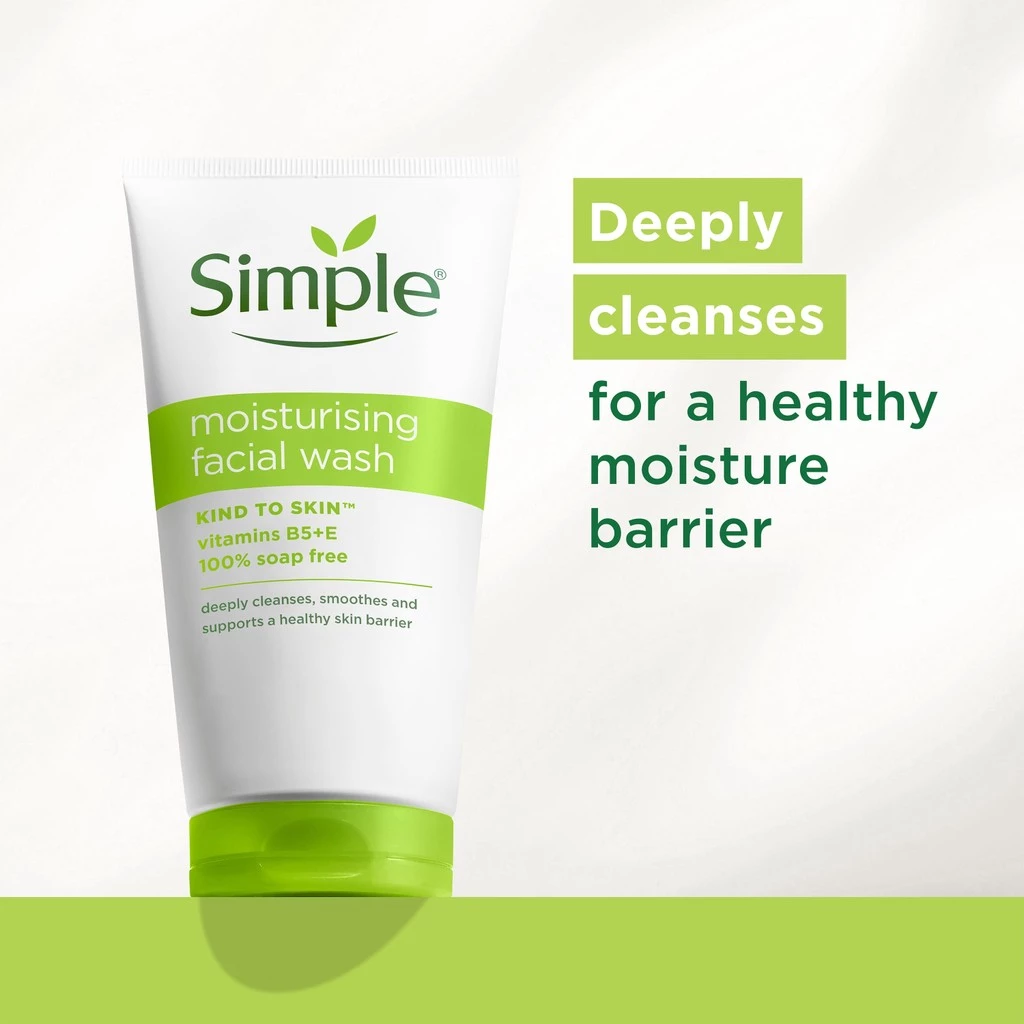 Simple Facial Wash Moisturising Sensitive 150ml - Sabun Cuci Muka - No Harsh Chemicals