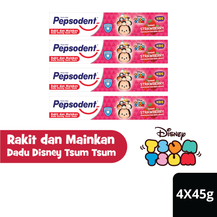 Pepsodent Kids Pasta Gigi Strawberry 45g Multipack (Isi 4)