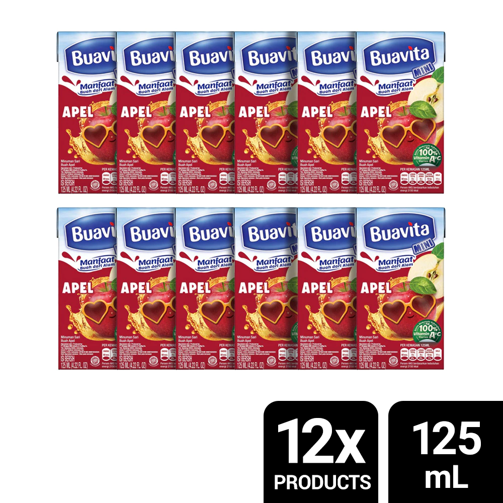Buavita Mini Juice Apel 125 Ml X 12, Vitamin-Rich