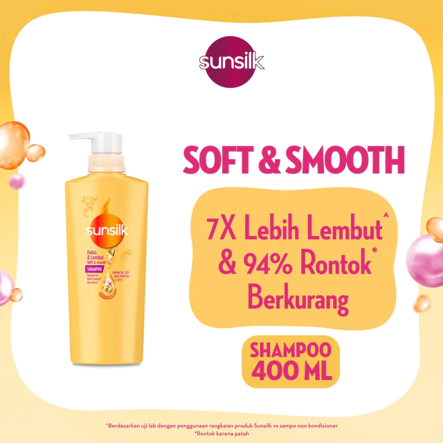 Sunsilk Shampoo Rambut Lembut Soft & Smooth Activ-Infusion Rambut 5x Lebih Lembut & Halus with Argan Oil 400ml