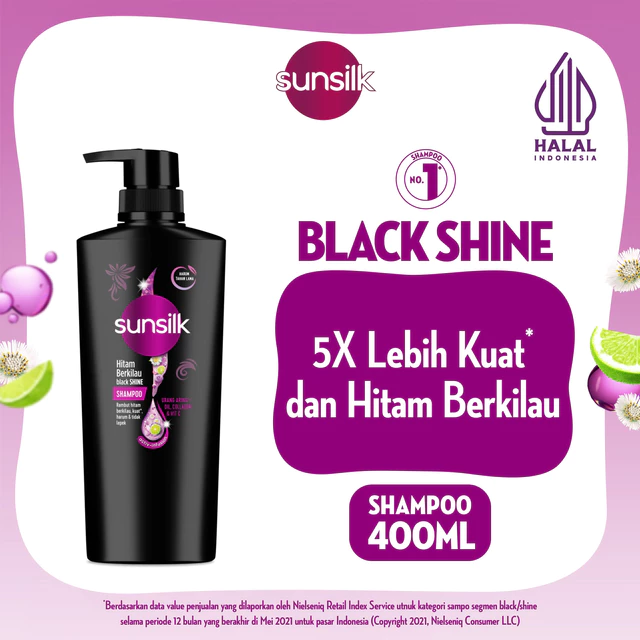 Sunsilk Shampoo Rambut Hitam Berkilau Black Shine Activ-Infusion dengan Urang Aring 400ml