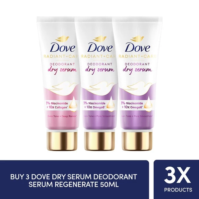 Buy 1 Dove Dry Serum Regenerate Care Collagen Vitamin B3 50mL + 2 Dove Dry Serum Regenerate Care Collagen Omega 6 50mL