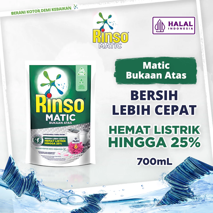 Rinso Detergent Cair Konsentrat Deterjen Matic Mesin Cuci Bukaan Atas 700 mL