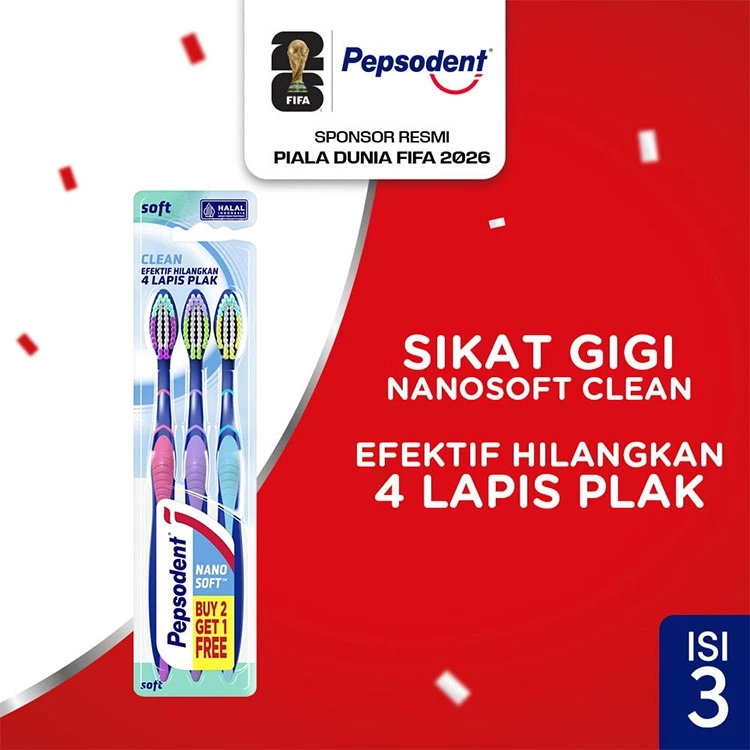 Pepsodent Sikat Gigi Nanosoft Clean Isi 3