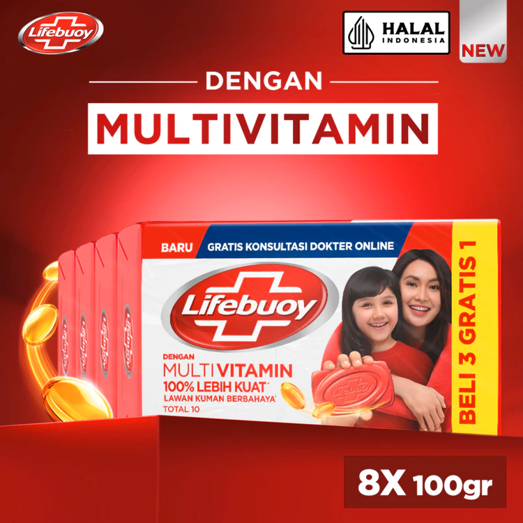 Lifebuoy Sabun Batang Mild Care 4x100 g x2