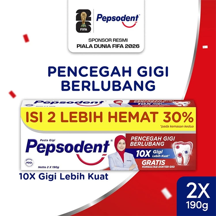Pepsodent Pasta Gigi Pencegah Gigi Berlubang 190g Value Pack
