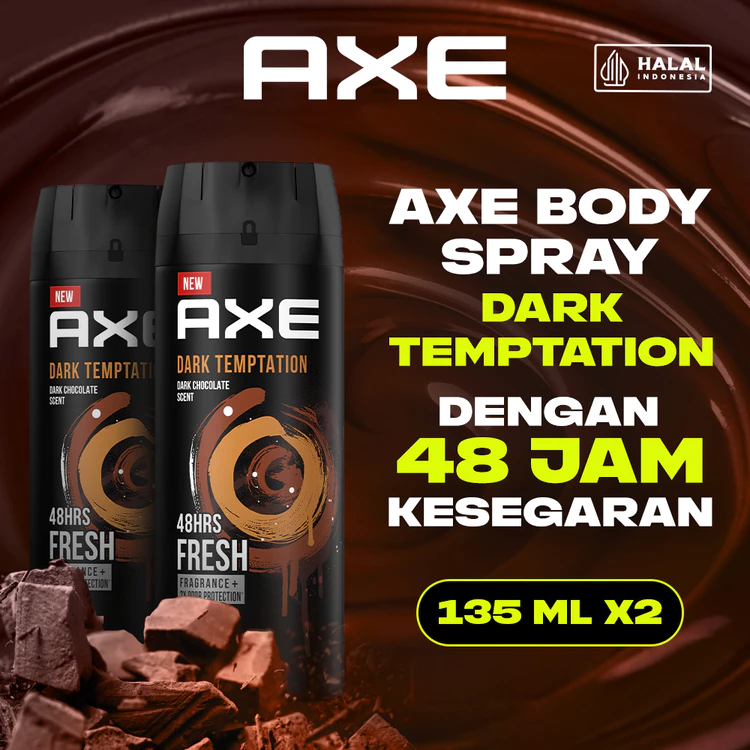 Axe Men Deodorant Body Spray Pria Dark Temptation Parfum Pria 135ml x2