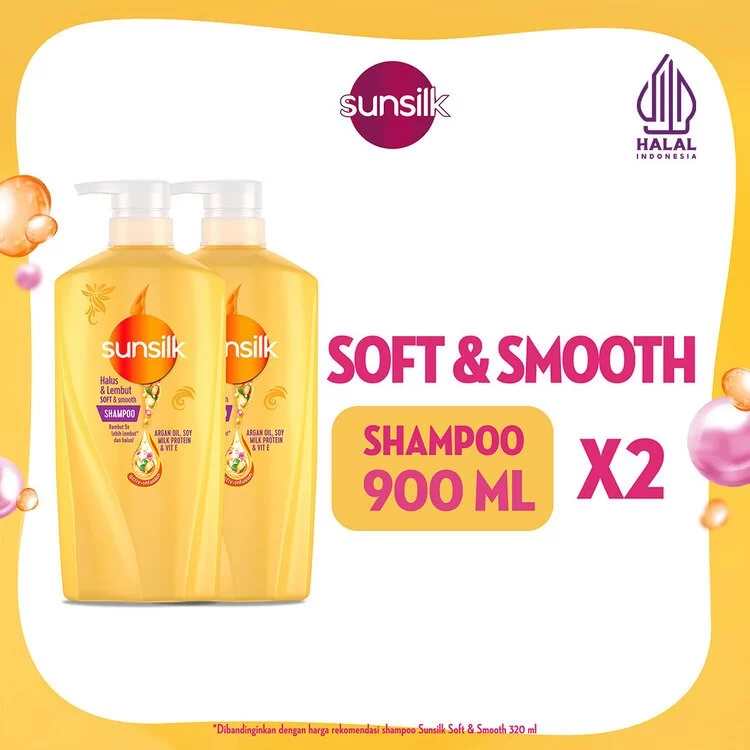 Sunsilk Shampoo Argan Oil Halus & Lembut Soft & Smooth 900 mL x2