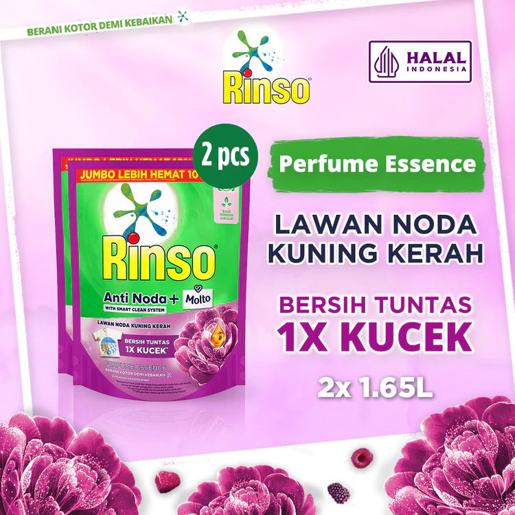 Rinso Molto Detergent Cair Deterjen Anti Noda Perfume Essence 1.65 L X2