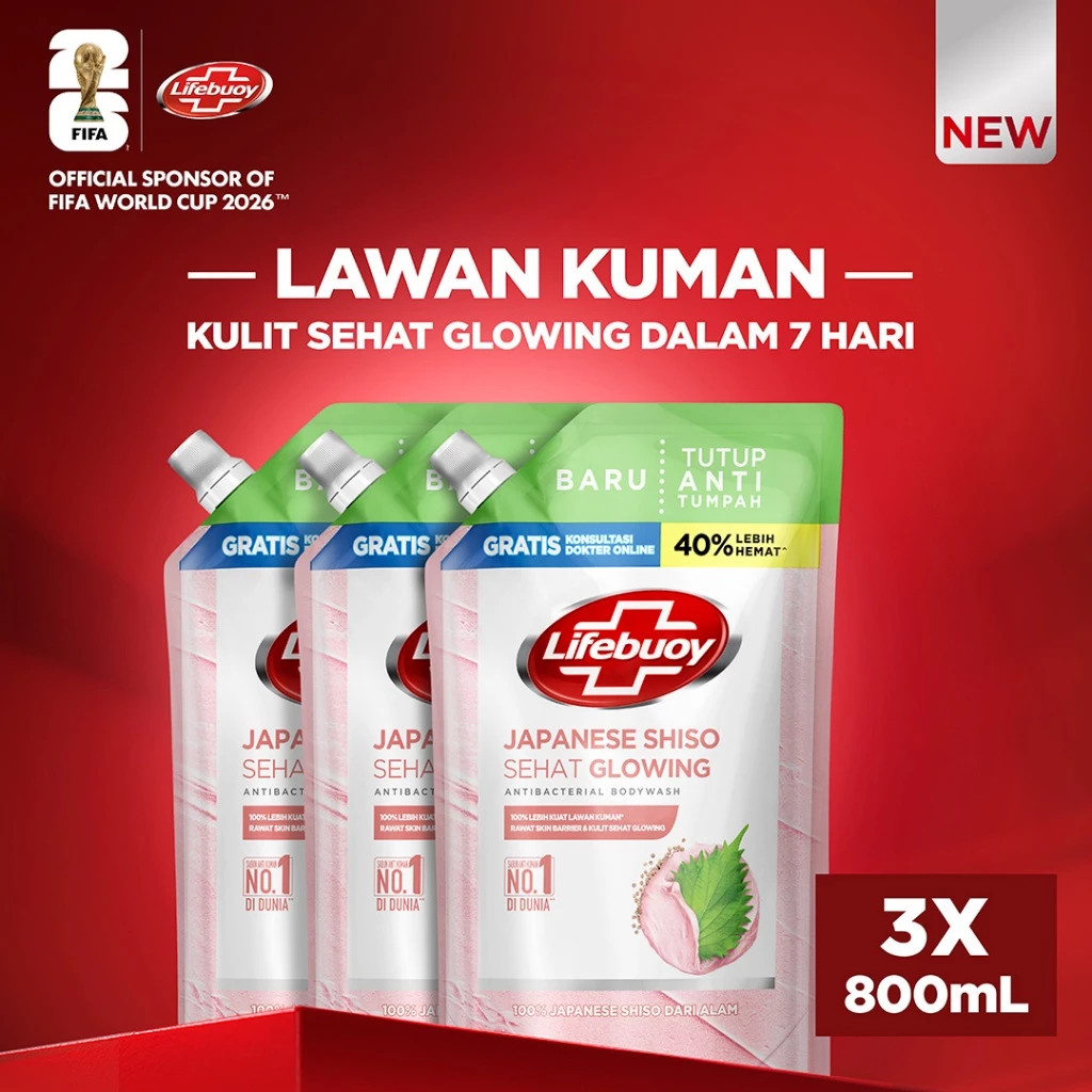 Lifebuoy Antibacterial Body Wash Refill Shiso & Mineral Clay 800ml Multipack