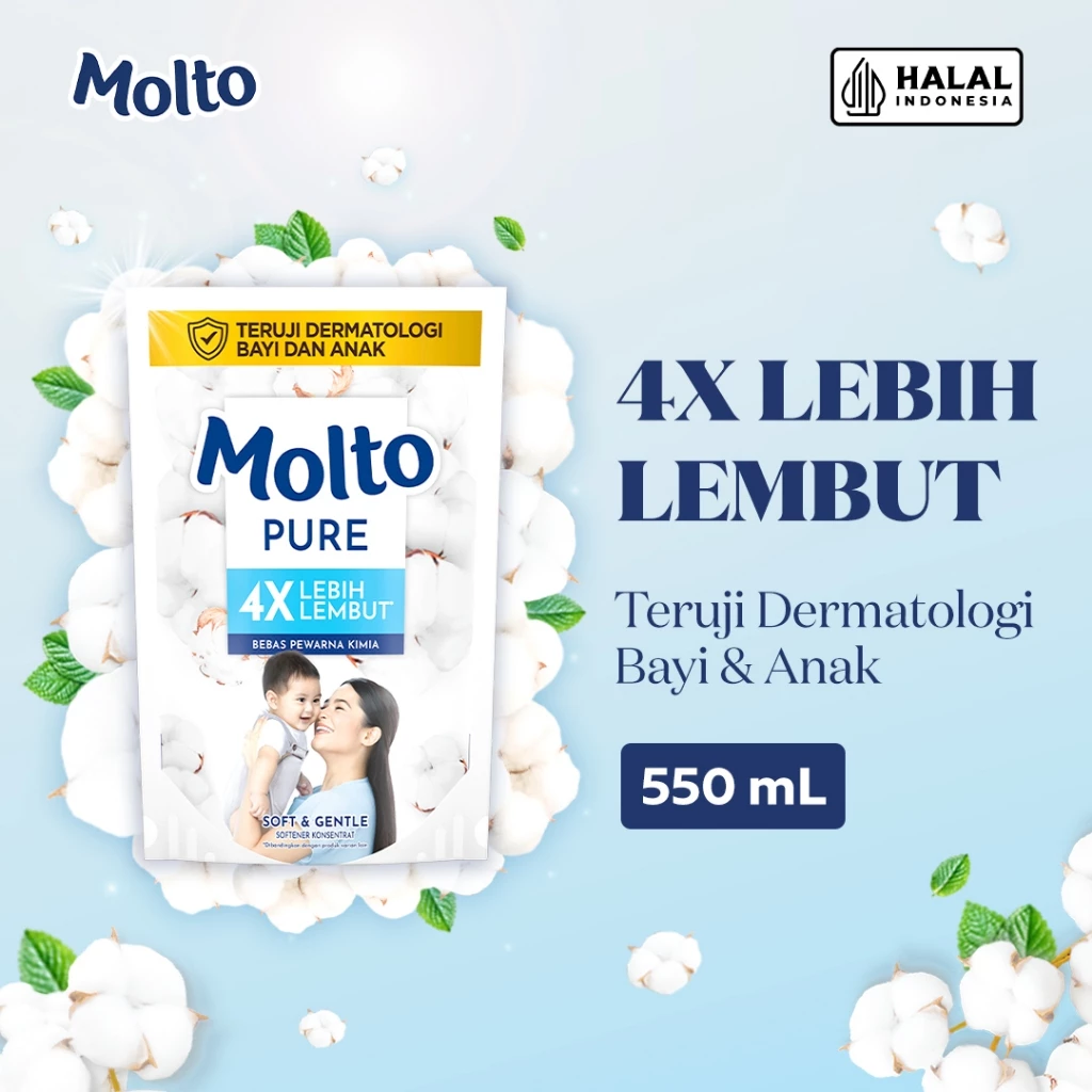 Molto Pelembut & Pewangi Pakaian Bayi Softener Konsentrat Pure Soft & Gentle 550 mL