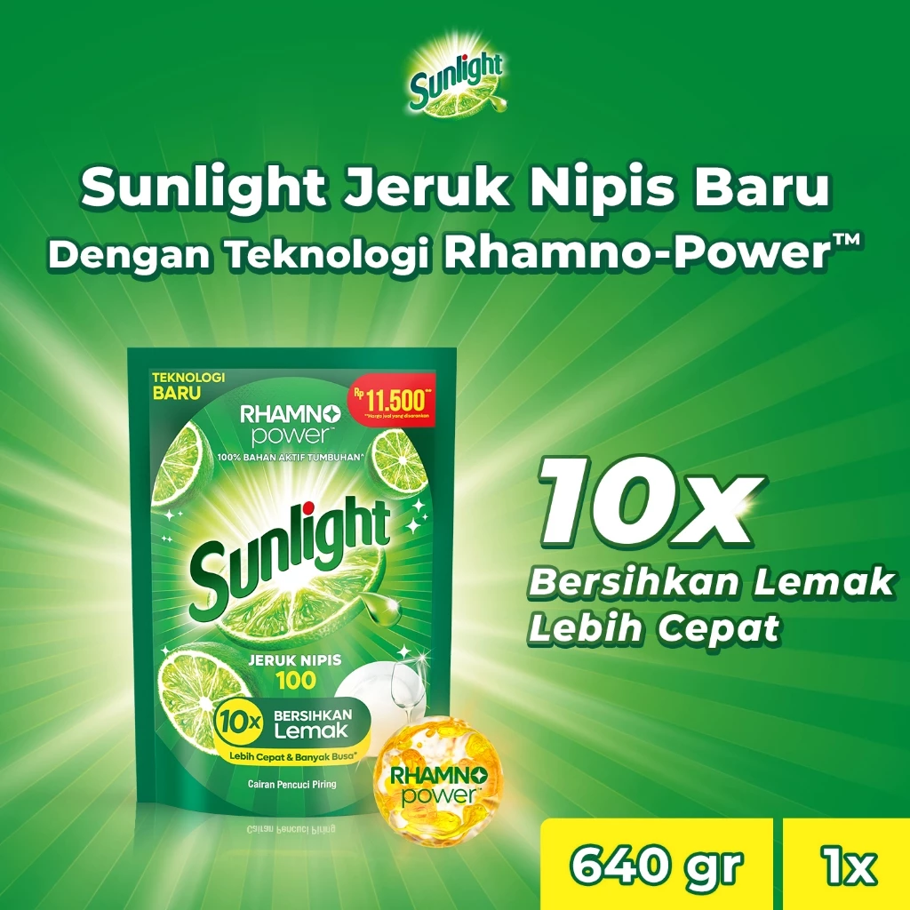 SUNLIGHT SABUN CUCI PIRING JERUK NIPIS REFILL 640GR