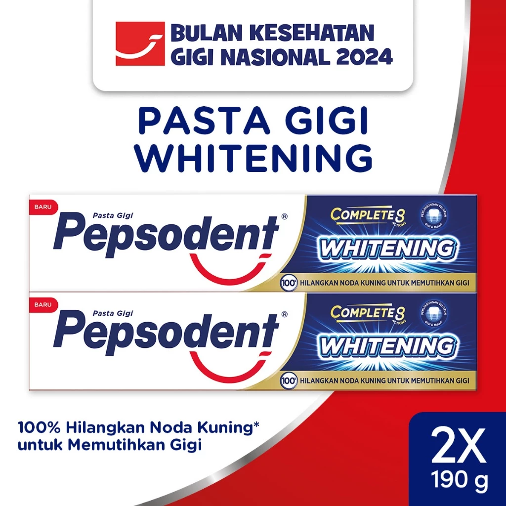 Pepsodent Pasta Gigi Complete 8 Plus Whitening 190 g x2
