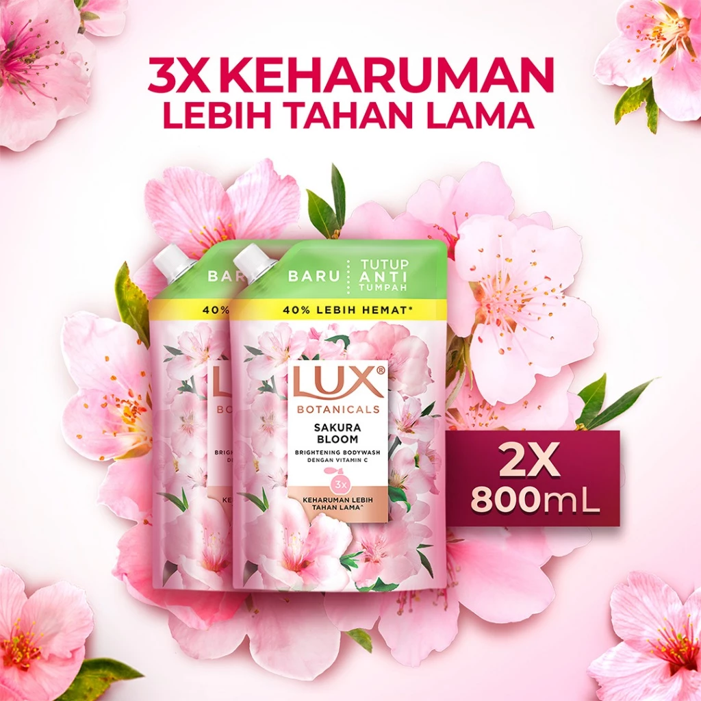 Lux Botanicals Sabun Mandi Cair Brightening Sakura Bloom 800 mL x2