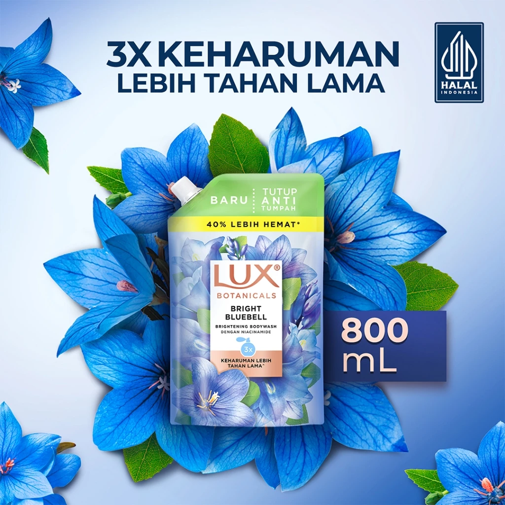 Lux Botanicals Bright Bluebell Brightening Bodywash with Niacinamide 800ml