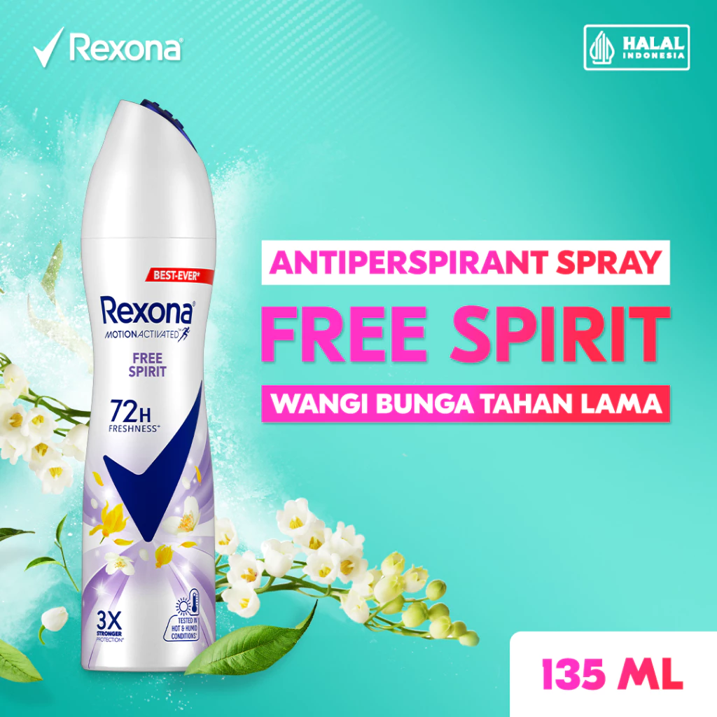 Rexona Antiperspirant DEODORANT SPRAY 72 Hours Free Spirit 135ml - Rexona Antiperspirant Aerosol