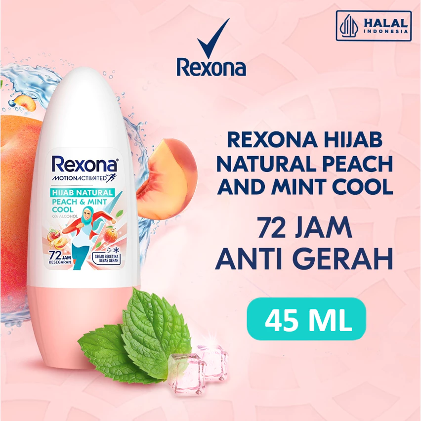 Rexona Deodorant Perlindungan Roll On Hijab Peach & Mint Cool 45 mL