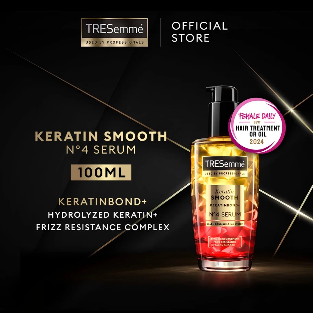Tresemme Keratin Smooth Hair Serum (100ml) Dengan Hydrolyzed KeratinBond+ Frizz Resistance Complex Hair Oil Perawatan Rambut Lembut Ala Salon