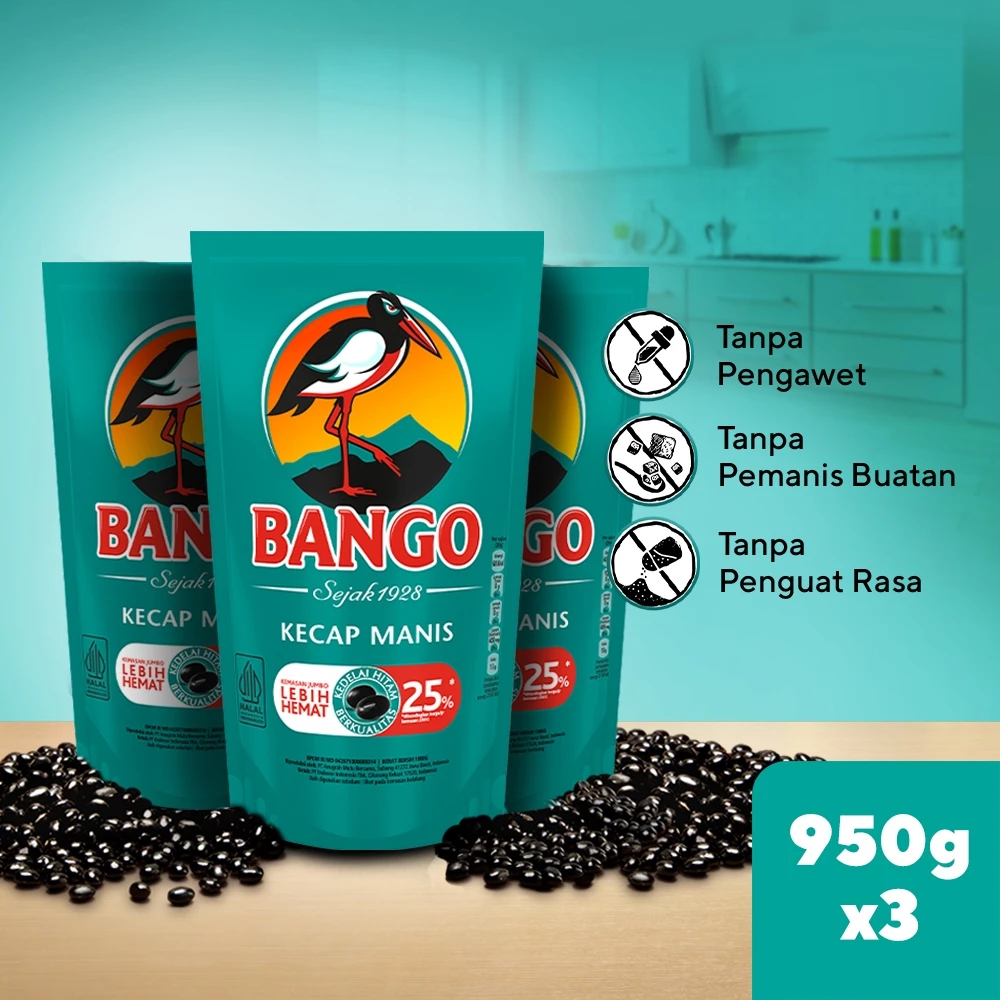 Bango Kecap Manis Refill Pouch Besar 950G x 3