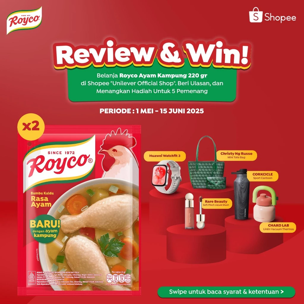 Royco BUMBU KALDU Penyedap Makanan Penyedap Rasa AYAM Beryodium 220G x2