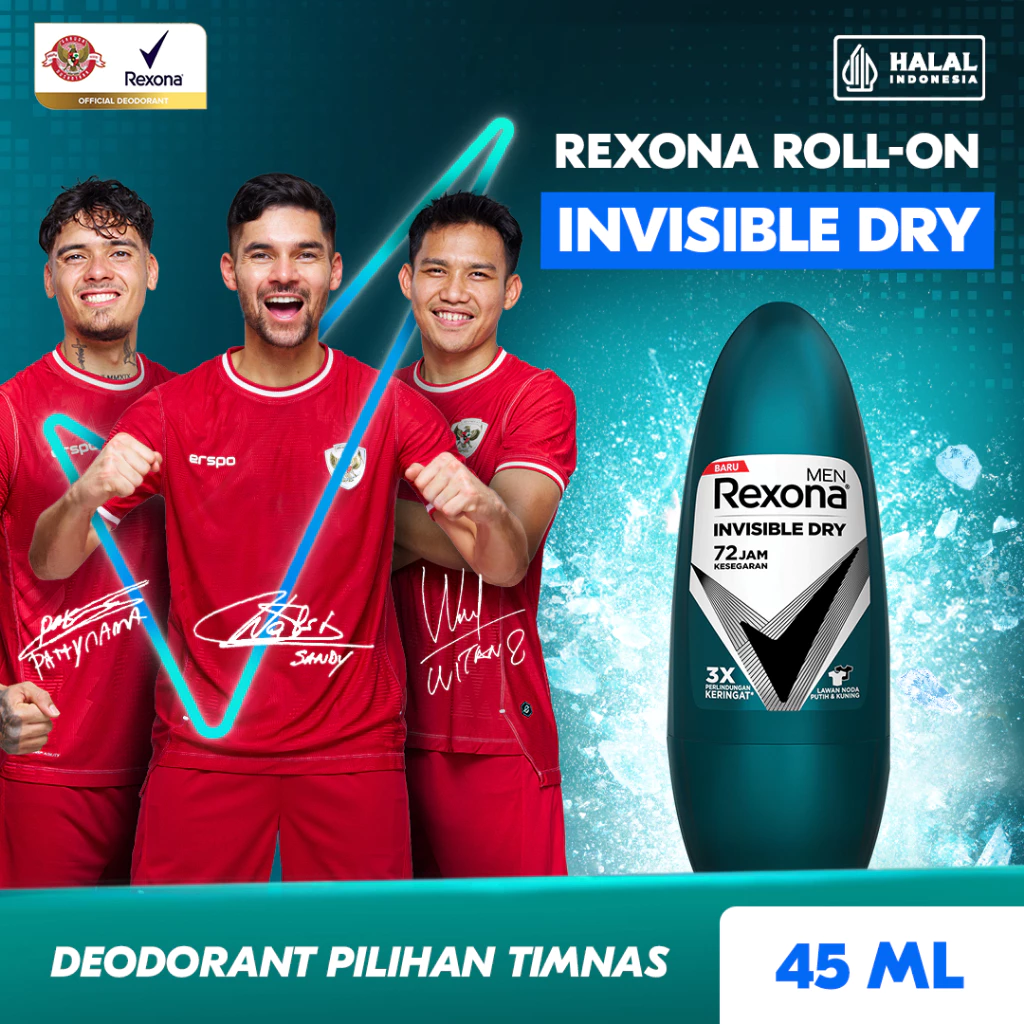 REXONA Men Roll On Deodorant 72 jam Invisible Dry 45 mL