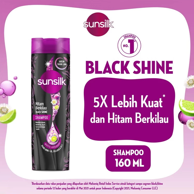 Sunsilk Shampoo Black Shine menguatkan 160ml
