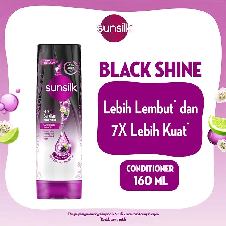 Sunsilk Conditioner Smoothies Rambut Hitam Berkilau Black Shine Activ-Infusion Dengan Urang Aring 160 ml