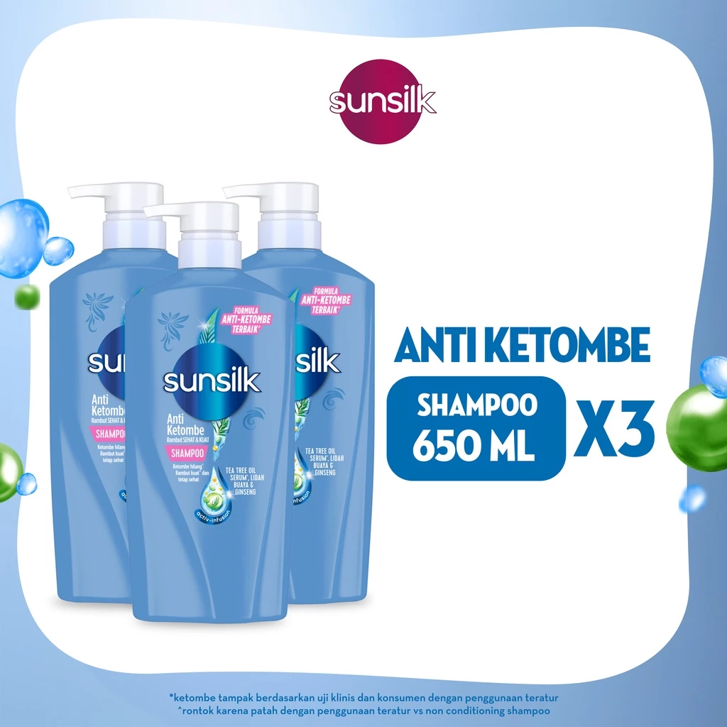 Buy Sunsilk Shampoo Tea Tree Anti Ketombe 650ml Triplepack