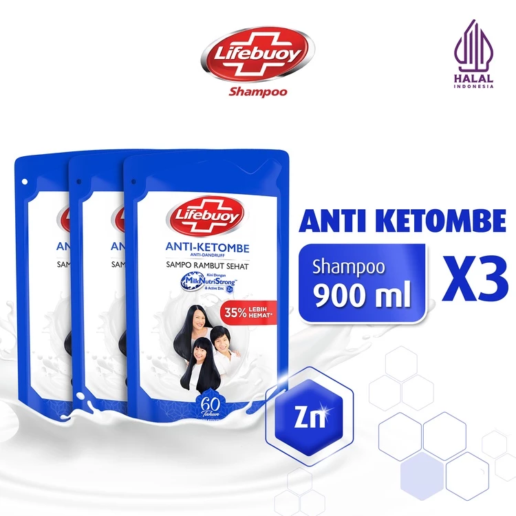 Lifebuoy Shampoo Anti Dandruff 900ml Pouch X3