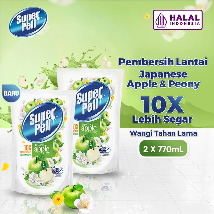 SuperPell Pembersih Lantai Pel Lantai Harum & Wangi Japanese Apple & Peony 770 mL x2