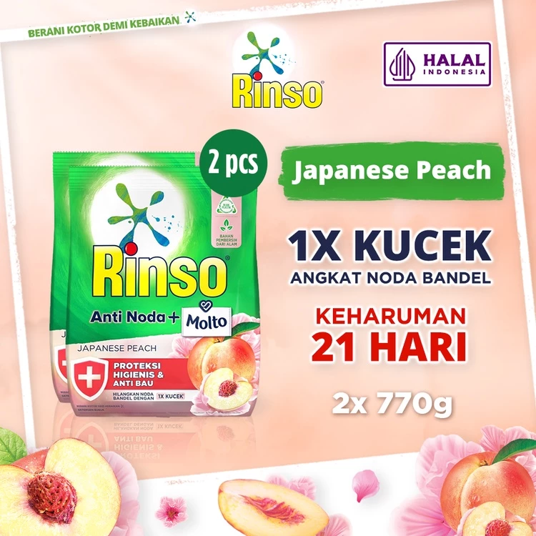 Rinso Molto Detergent Bubuk Deterjen Anti Noda Japanese Peach 770 g x2