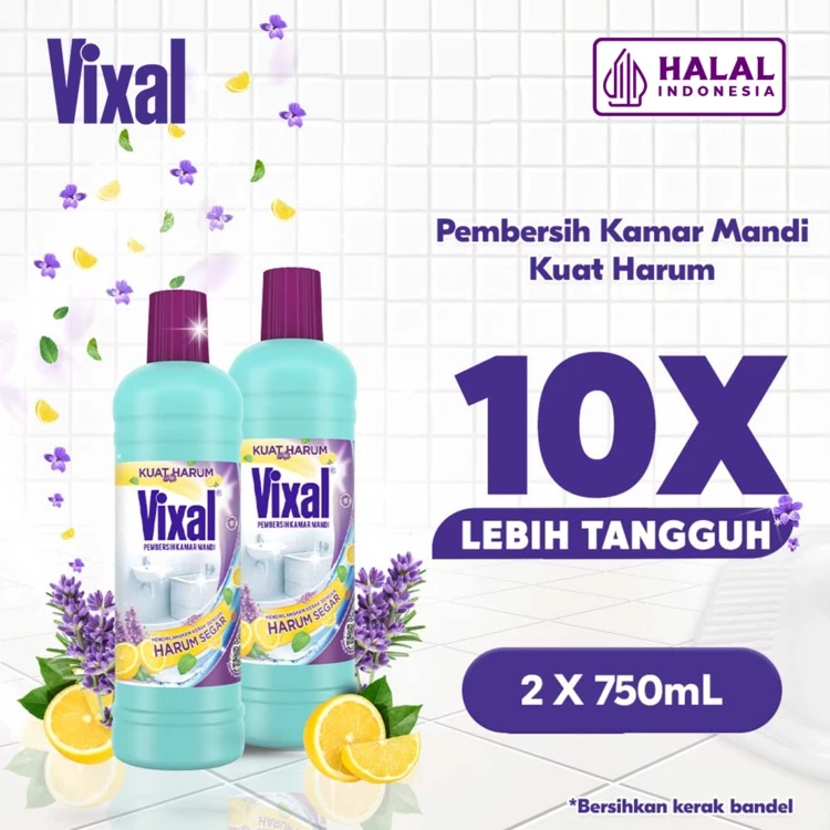Vixal Pembersih Porselen & Kamar Mandi HCl Anti Kerak Bandel Kuat Harum 750 mL x2