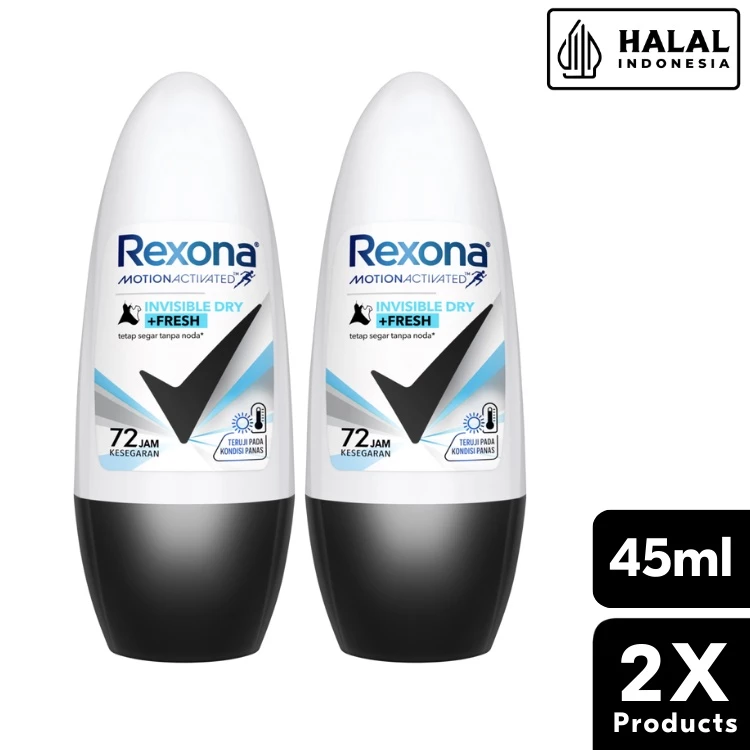 Rexona Women Anti Perspirant Long-lasting Dry Invisible Dry Deodorant Roll On 45 ml Twin Pack