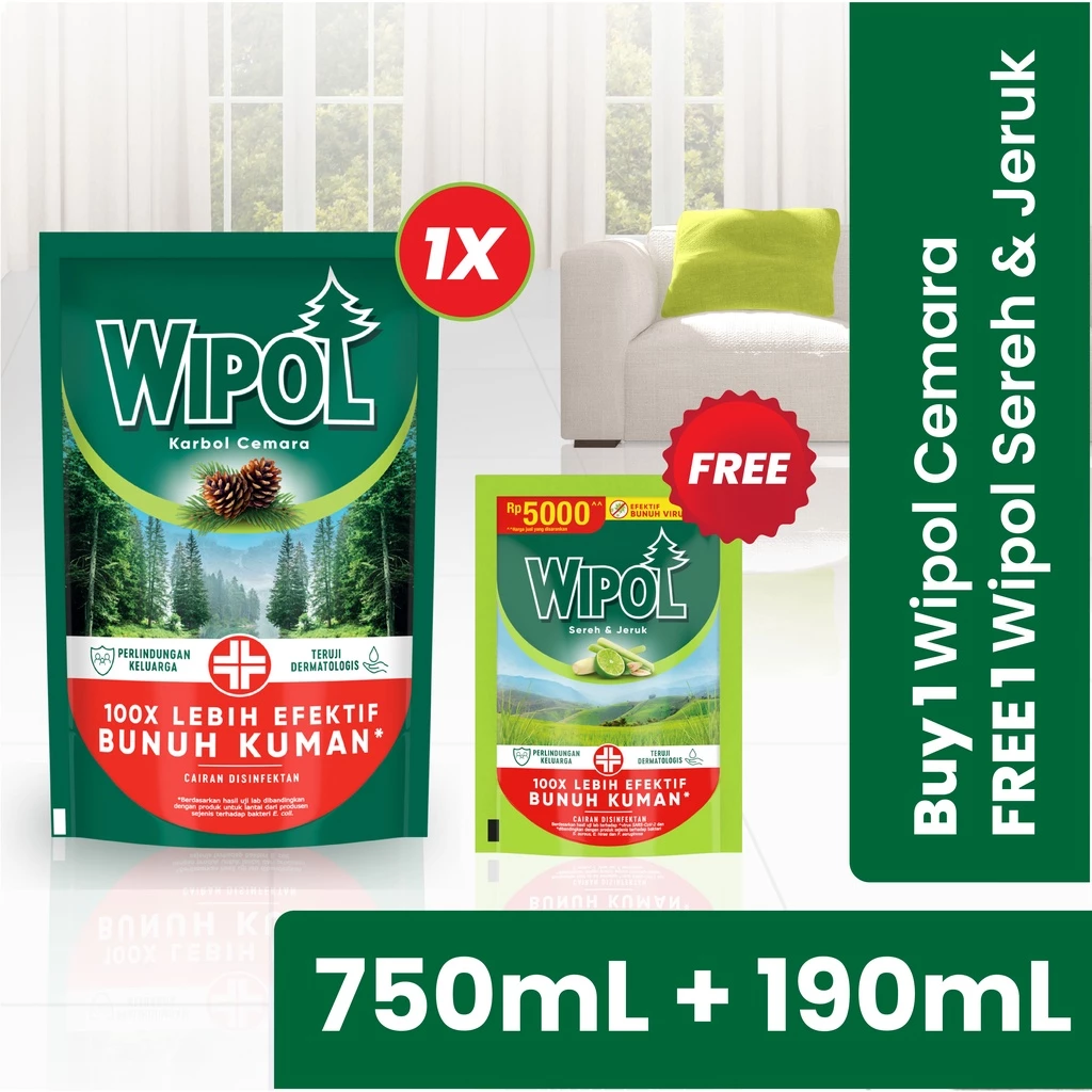 Buy 1 Wipol Cemara 750mL Get 1 Free Wipol Sereh 190ml