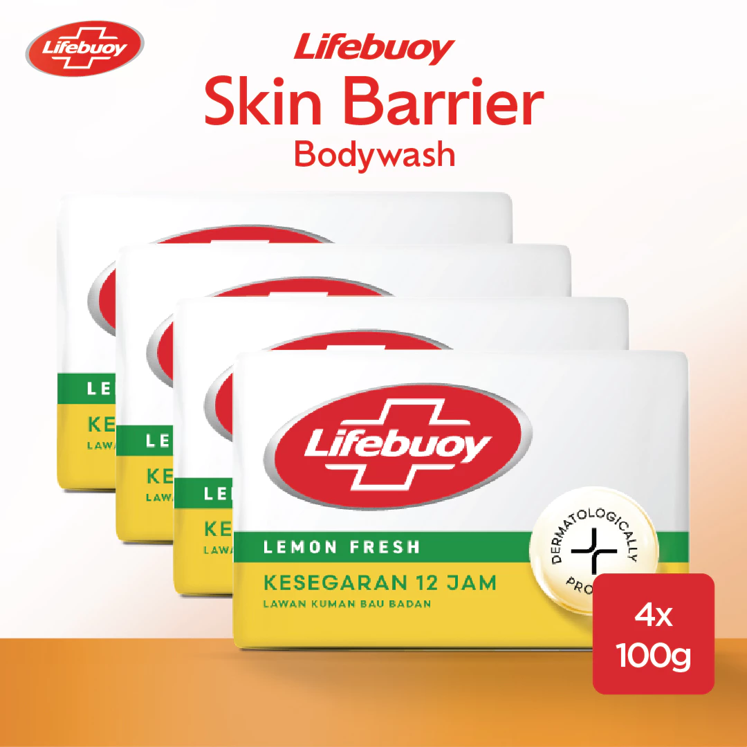 Lifebuoy Sabun Batang Antibacterial Antiseptik Lemon Fresh 4X100G