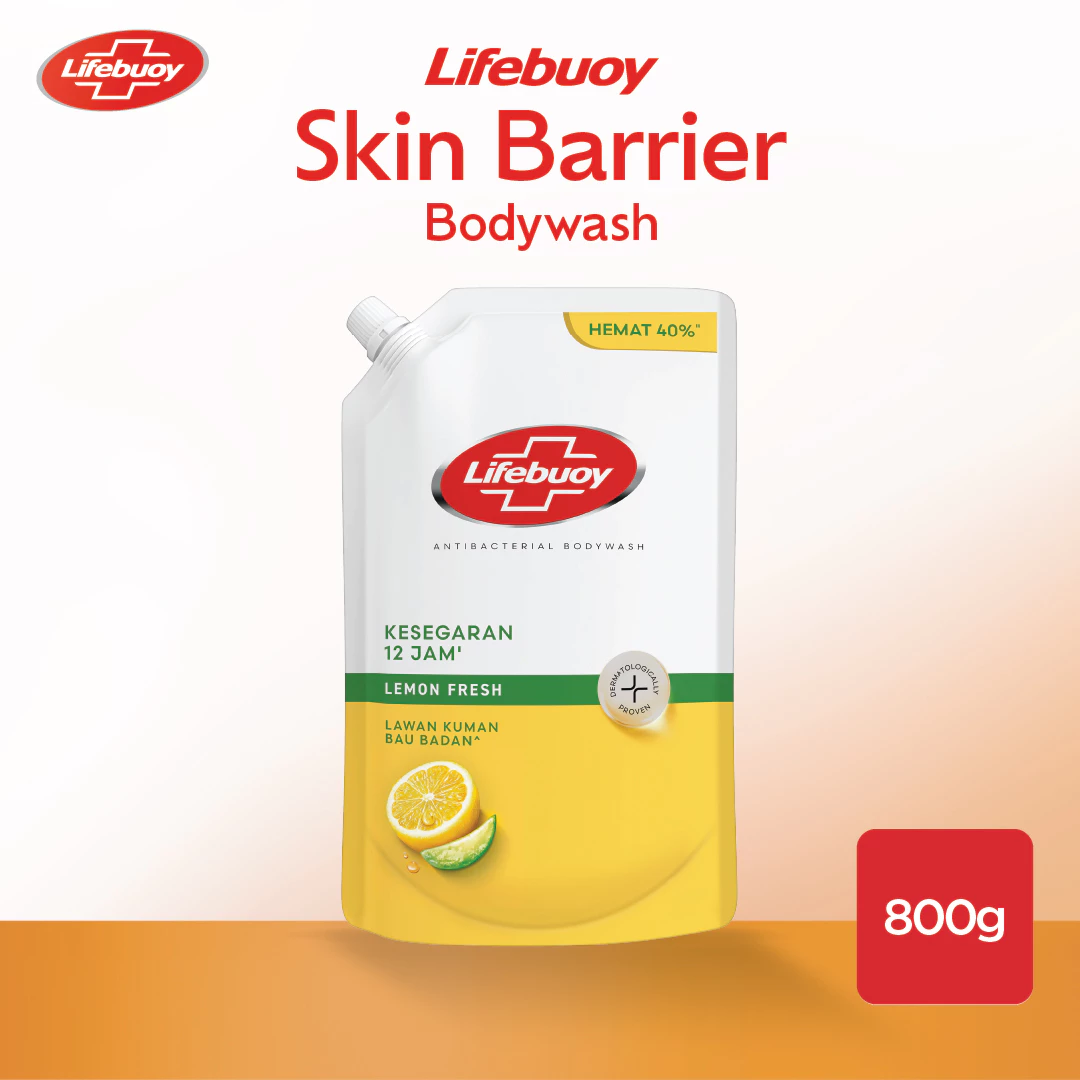 Lifebuoy Sabun Mandi Cair Antibacterial Lemon Fresh melawan kuman 800ml