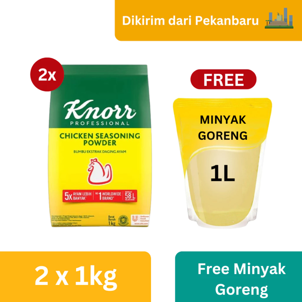 Knorr Chicken Seasoning Powder 1Kg (X2) + Free Gift - Minyak Goreng [Kirim dari Pekanbaru]