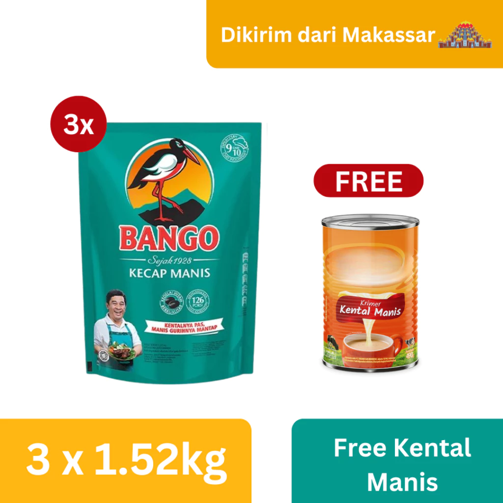 Bango Kecap 1.5Kg (X3) + Free Gift - Kental Manis [Kirim dari Makassar]