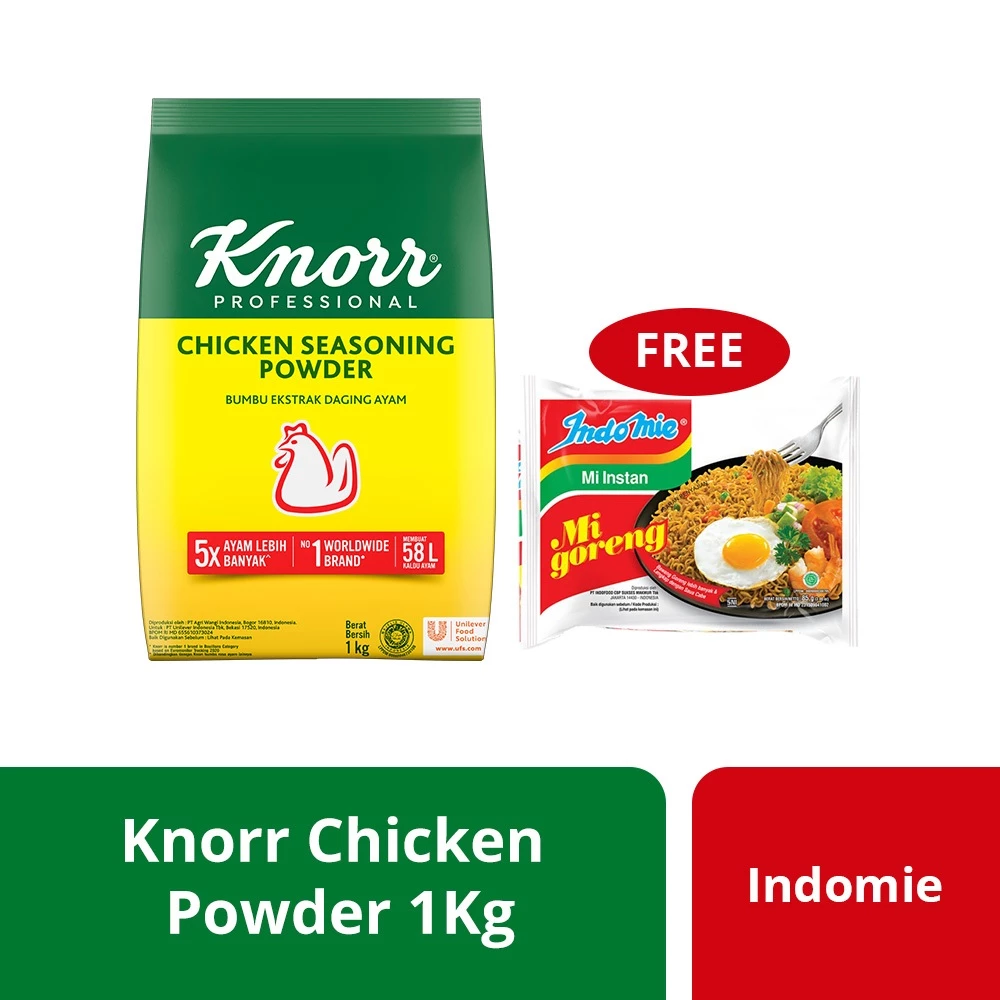Knorr Chicken Seasoning Powder Refill 1KG Free Indomie