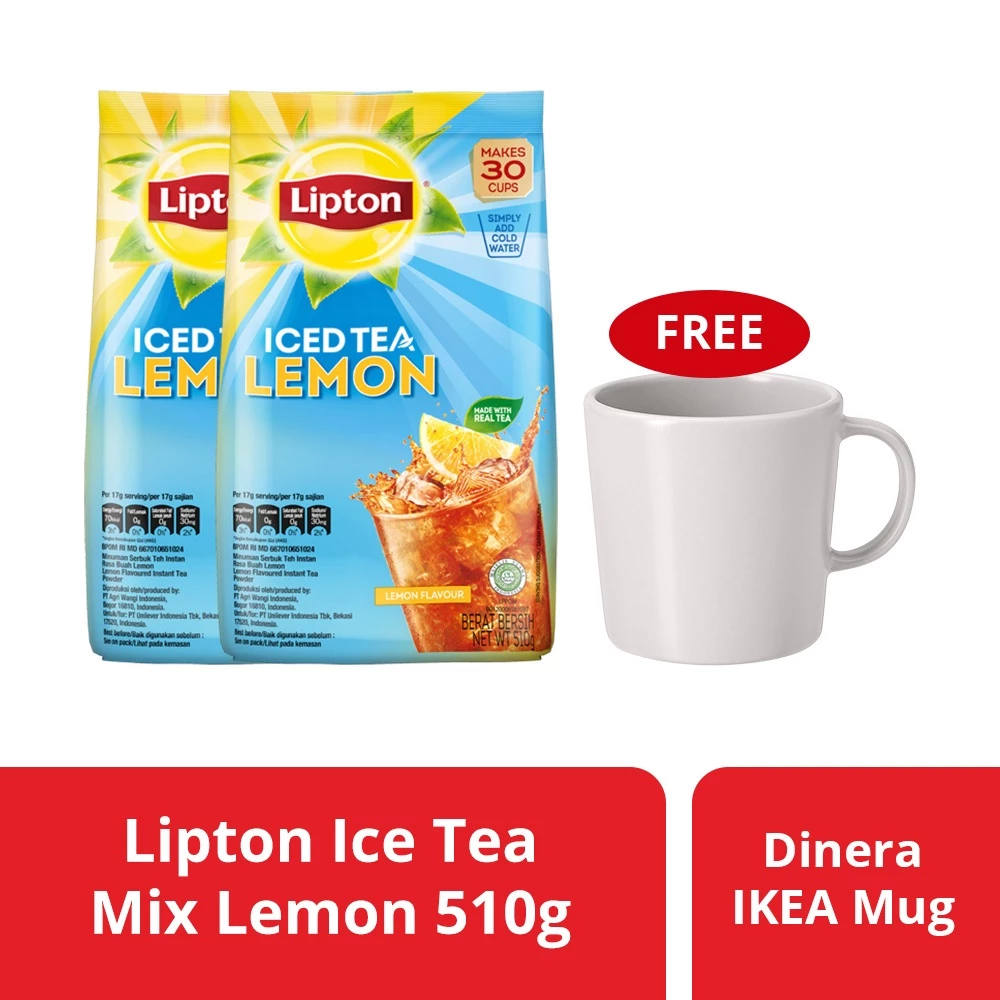 Lipton Ice Tea Mix Lemon 510 gr (X2) Free IKEA Mug