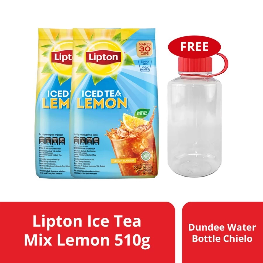 Lipton Ice Tea Mix Lemon 510 gr (X2) Free Dundee Water Bottle Chielo