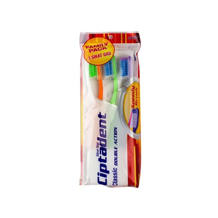 Ciptadent Sikat Gigi Classic Double Action Soft Pack Isi 3 Pcs