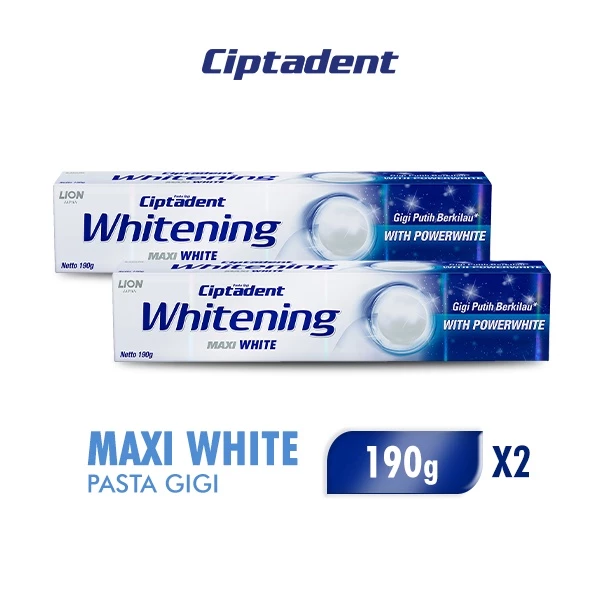 Ciptadent Pasta Gigi Maxi White - Whitening Tube 190 gr x2