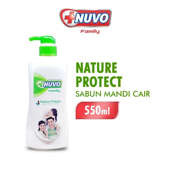 Nuvo Family Sabun Mandi Cair Hijau Nature Protect Botol 550 ml